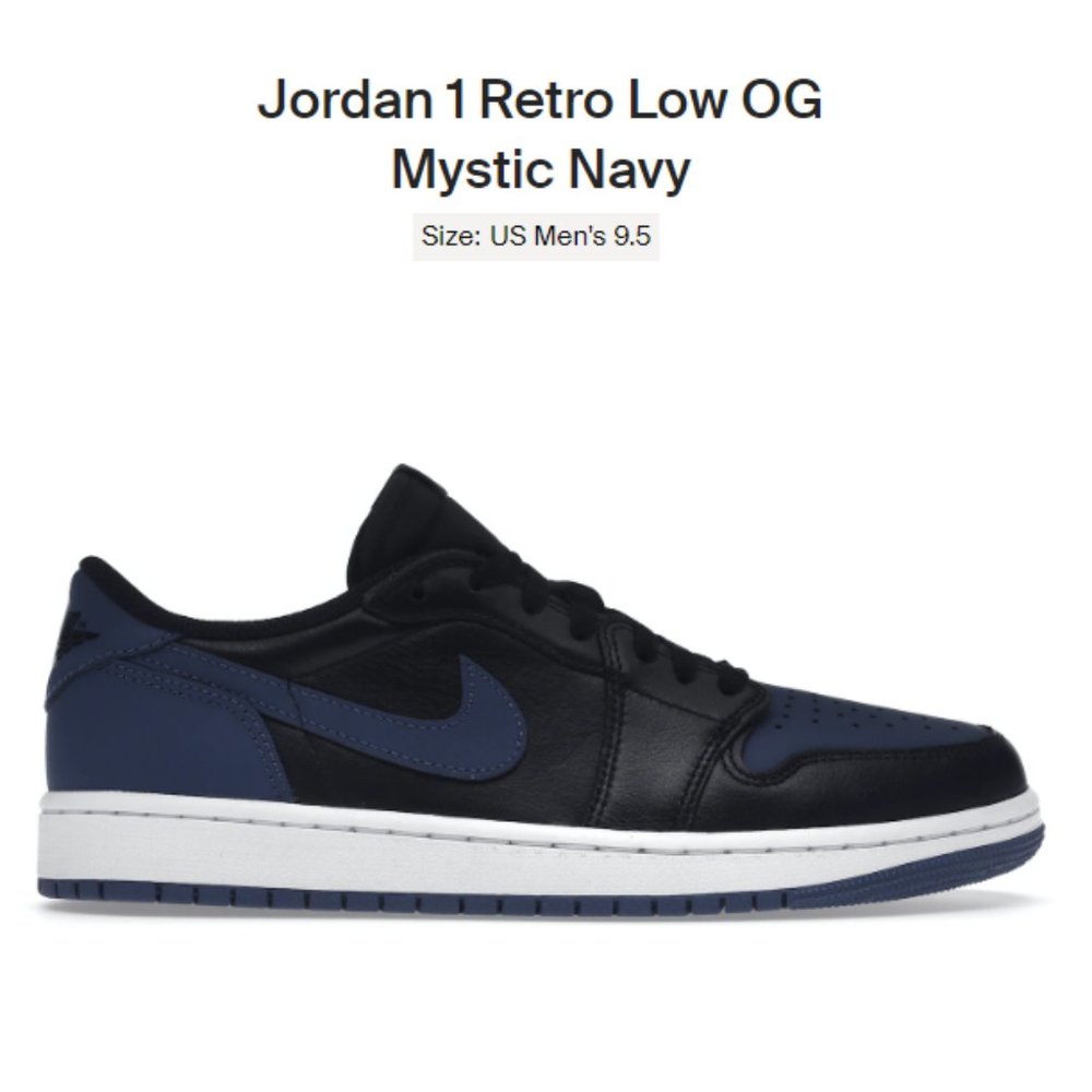 SIZE 9.5 - Air Jordan 1 Retro Low OG Mystic Navy - CZ0790-041 - AUTHENTIC NEW!!!